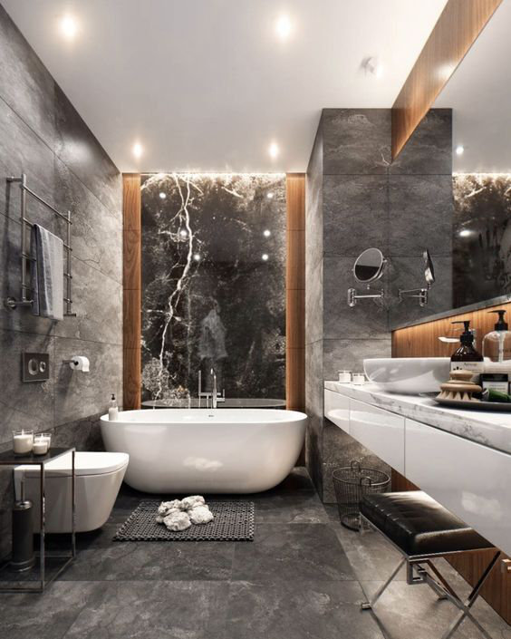 15 ванных комнат с красивыми обоями и советы по выбору