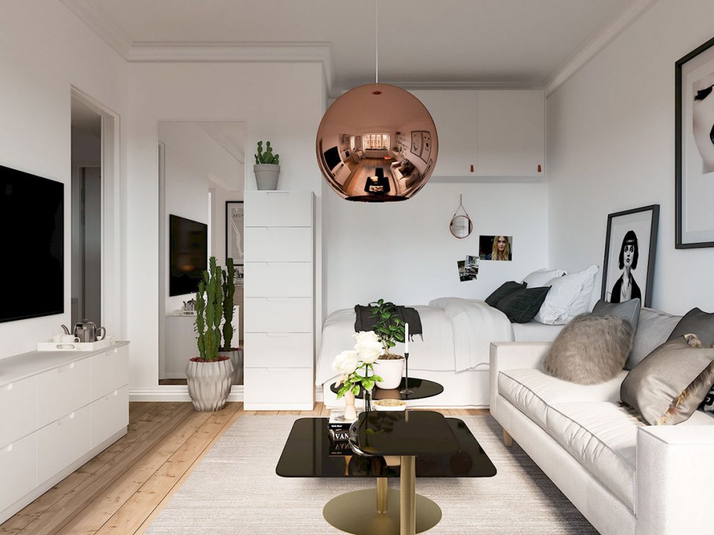 3 бюджетных интерьера квартир-студий в стиле минимализм, которые хочется по...