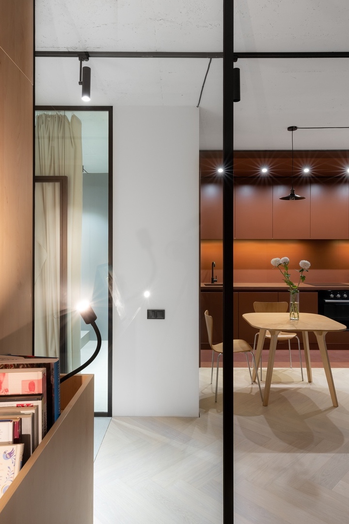 Ничего лишнего: интерьер однокомнатной квартиры с открытой планировкой в стиле минимализм
