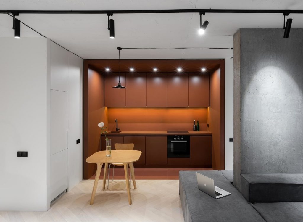 Дизайн-проекты однокомнатных квартир в стиле минимализм площадью 32 кв.м.